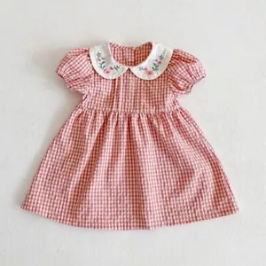 COTTON TODDLER girl Summer Floral Embroidered Dress 2T 3T 4T 5T Red Cute Dress - Picture 1 of 3