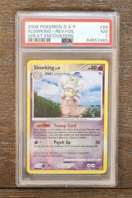 POP 1 PSA 7 NM Slowking 28/106 D&P Great Encounters Reverse Holo Pokémon 2008 - Image 1 of 2