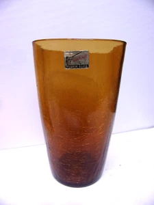 Vaso moderno vetro ambra crepitio metà secolo - Foto 1 di 1
