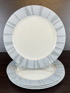 4 Beautiful Mikasa Ultima+ Nouveau Gray Rimmed Dinner Plates - Picture 1 of 10