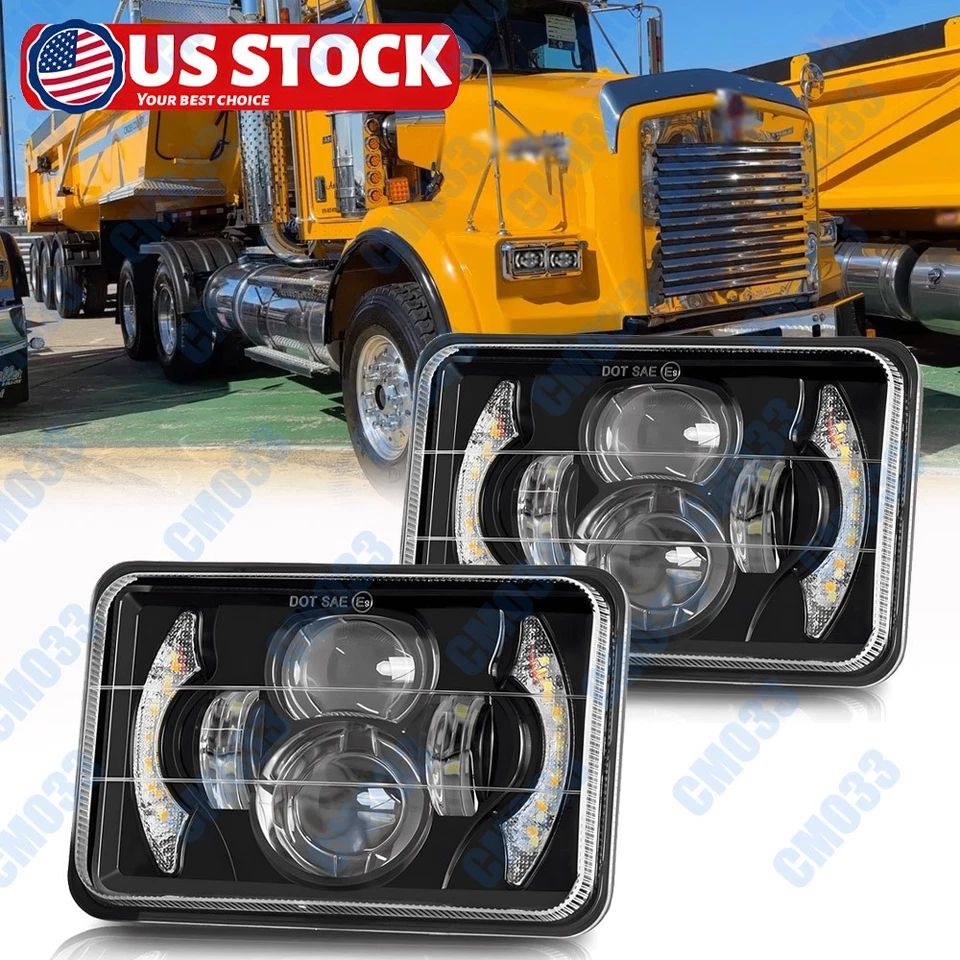 Faros LED DRL alto/bajo de 4x6"" 2 piezas para Kenworth T600A 1998-2007 T800 1988-2000 Foto 1 de 4