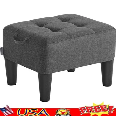 Linen Look Storage Ottoman High Density Foam Comfortable Footrest Sturdy Design - Image 1 of 4