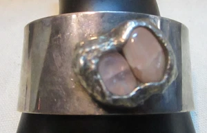 J. Hull Cuff Bracelet Vintage Handmade Rose Quartz Accent - Picture 1 of 10