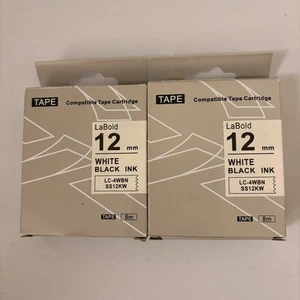 Compatible Epson Label Tape LC-4WBN - SS12KW 12mm Tape 8m Lot 2 - Picture 1 of 8
