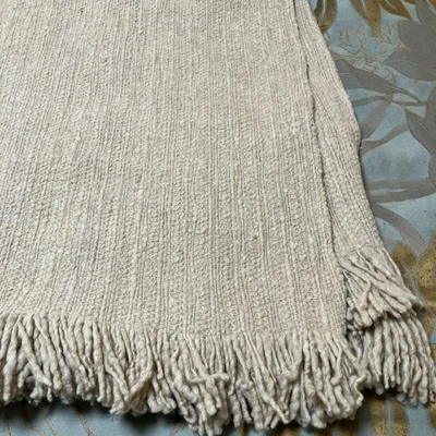 West Elm Chunky Wool Throw 85% Wool 15% Cotton 50"x60" Taupe Knit - Image 1 of 3