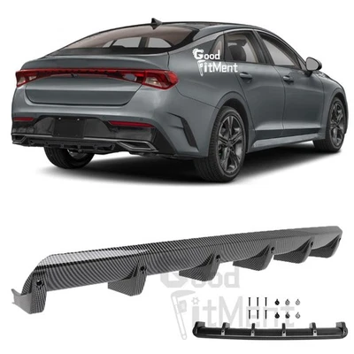 For Kia K5 2021-2025 Carbon Car Rear Diffuser Bumper Lower Valance Lip Shark Fin Foto 1 de 4
