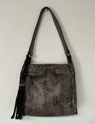 Sondra Roberts Squared Faux Snakeskin Shoulder Bag Purplish Hobo Shiny Editorial - Image 1 of 4