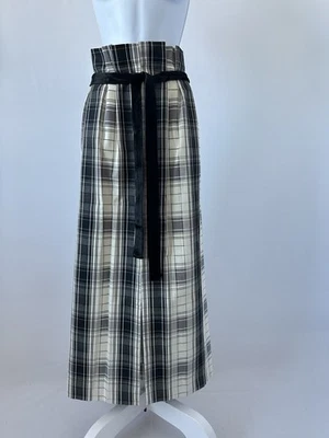 Maxi falda vintage ESTEVEZ a cuadros marfil negra, talla: M (b1) Foto 1 de 4