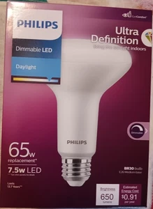 Phillips Dimmable LED BR30 Bulb 650 Lumens 65 Watt Flood Light Ultra Definition - Picture 1 of 1