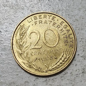 FRANCE 🇫🇷 TWENTY (20) CENTIMES COIN 1963 - Picture 1 of 2