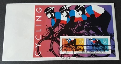 USA 1996 Sport Cycling Racing Bikes MS Stamps FDC (official issue) 美国自行车赛小全张首日封 - Image 1 of 3
