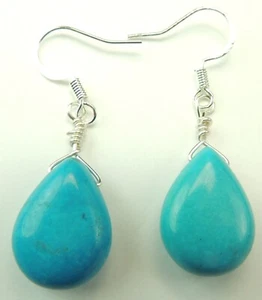 Türkis Howlith Träne Ohrringe Handarbeit Schmuck - Bild 1 von 1