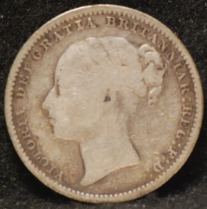 Great Britain 1880 Shilling, KM734.4, silver, .1682oz, Fine, 5-22 - Picture 1 of 2