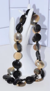Collana 22" francese disegnata da Marion Godart chiaro e scuro corno naturale dichiarazione - Foto 1 di 5