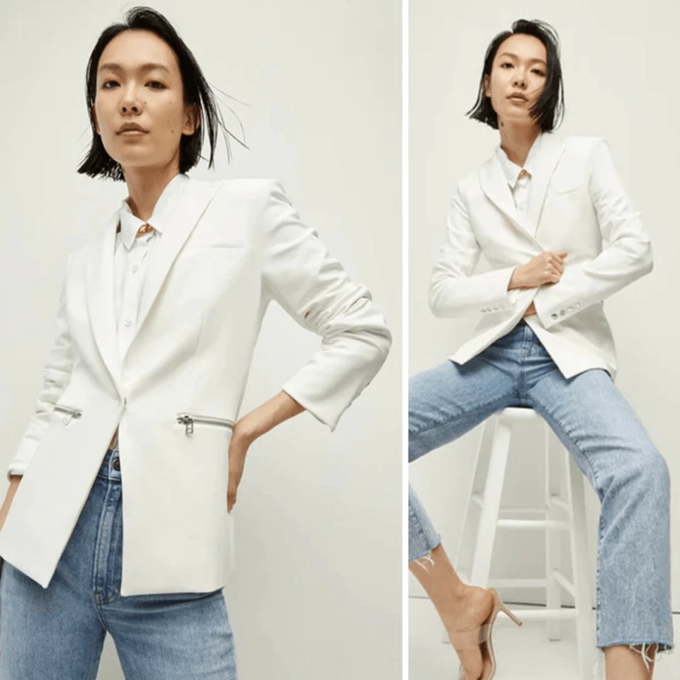 Veronica Beard Blazer Schoolboy Scuba Dickey Blazer Jacket White Size 8 - Image 1 of 4