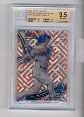 COREY SEAGER 2016 TOPPS HIGH TEK ORANGE MAGMA DEFRACTOR RC #16/25 BGS 9.5 GEM  - Image 1 of 2