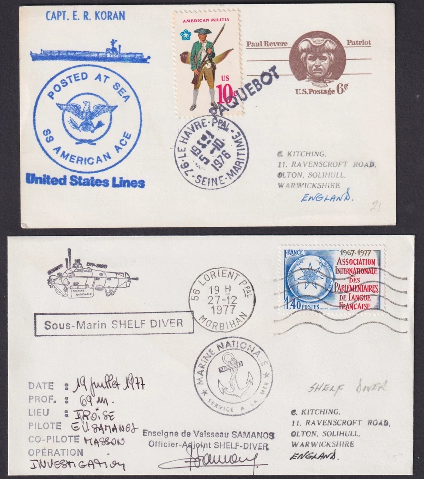 FRANCIA: (19210) CUBIERTA/TARJETA BUCEO/PAQUEBOTCANCEL/QE2 Foto 1 de 2