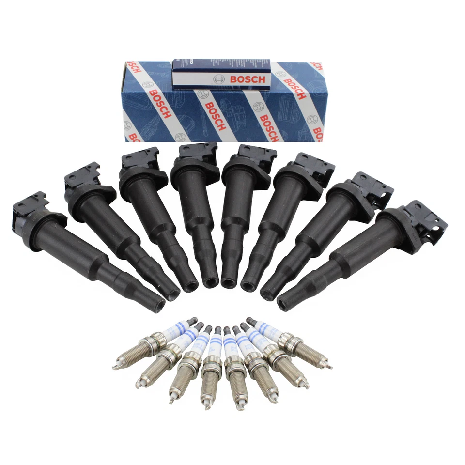 For BMW F07 F10 F12 550i 4.4 L V8 8x Ignition Coil Spark Plugs KIT OEM BOSCH - Image 1 of 3