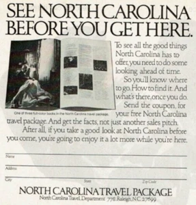 1978 Vintage Print Ad North Carolina Travel Package See NC Before You Get Here - Picture 1 of 2
