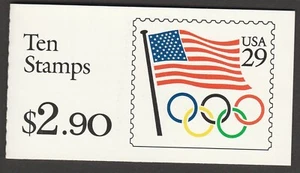 US 2528a BK186 Flag Olympic Rings 29c booklet 10 K11111 MNH 1991 - Picture 1 of 4