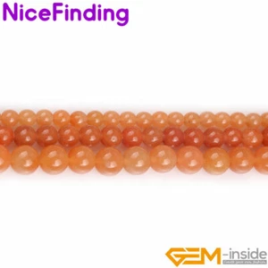 Natural Orange Aventurine Round Loose Beads Jewelry Making Strand Wholesale Bluk - Picture 1 of 22