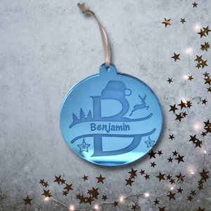 Personalised Initial Engraved Christmas Tree Decoration - Many Colour Options - Picture 1 of 4