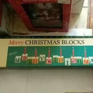 Wooden Blocks-Merry Christmas Candle Holders-with 7 Candles-in original box - Imagen 1 de 6