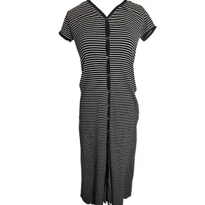 DKNY Jeans Striped T-Shirt Maxi Dress Button Front Maxi Cotton flaw - Picture 1 of 12
