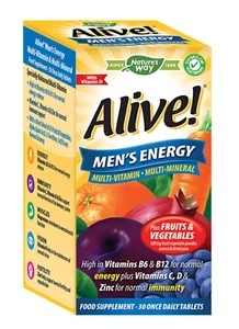 Nature's Way Alive! Men's Energy B6 B12 C D Zinc Multivitamin 30 Tablets Vegan V - Picture 1 of 1
