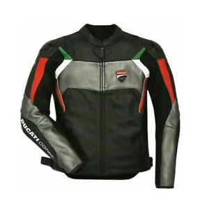 Ducati Mens Leather Motorcycle Rider MotoGp Jacket Motorbike Racing Sport Jacket