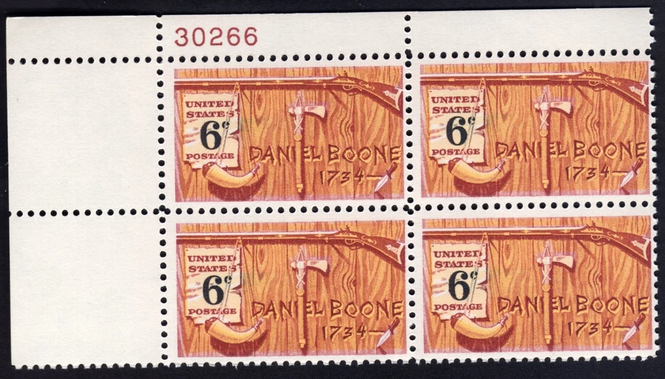 Scott #1357 Daniel Boone Plate Block of 4 Stamps - MNH - Image 1 of 1