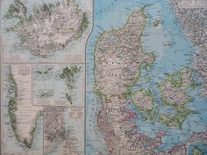 Dinamarca Colonias Danesas Islandia Groenlandia Islas Feroe 1897 Vogel mapa detallado - Imagen 1 de 6