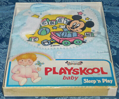 Vintage Anni '80 Playskool Topolino Disney Bambini Che Dormono N Giocano Bambino Nuovo + Pettorale • 76.85€