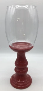 Gold Canyon Tall Red Candle Stand 83508 & Curved Glass Chimney 83191 Christmas - Picture 1 of 11