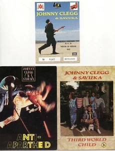 JOHNNY CLEGG TICKET BILLET INVITATION CONCERT NICE FRANCE 3/11/93 + 2 FREE CARD - Picture 1 of 1