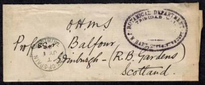 Envolvedora Trinidad 1903 OHMS con DEPTO BOTÁNICO OVALADO TRINIDAD BWI en PÚRPURA Foto 1 de 2