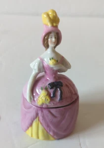 Vintage miniature Porcelain Doll, German, 1930s Trinket box, Ring holder - Picture 1 of 11
