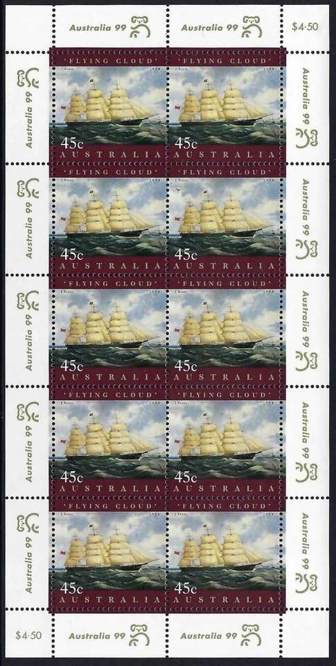 Australia SG# 1727 1998 pinturas de barcos patrimonio marítimo hoja de 10 como nuevo MUH Foto 1 de 1