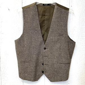 Ruth & Boaz Vest Mens Large Brown Wool Blend Lined Button Front Dress Waistcoat - Picture 1 of 9