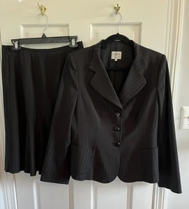 Armani Collezioni Skirt Suit Womens 10/12 Blazer (10) Skirt (12) Career Black - Picture 1 of 13
