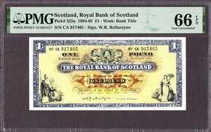 Royal Bank of Scotland One Pound 1-8-1964 Pick-325a GEM UNC PMG 66 EPQ - Bild 1 von 2