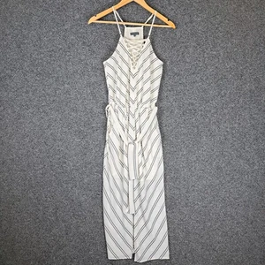 Sheike Midi Dress Womens Size 8 White Elastic Waist Belt Pockets - Picture 1 of 10