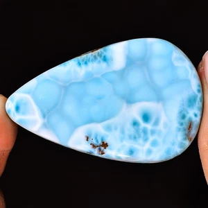100% Natural Larimar Gemstone 100.45 Cts Pear Cabochon 32x50x6 mm Loose Gems - Picture 1 of 7