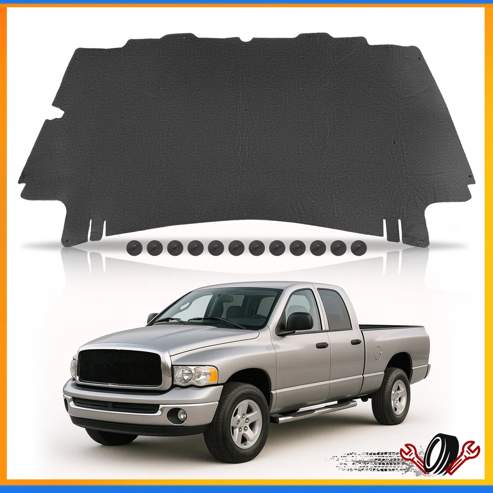For Dodge Ram 1500/2500/3500 2002-2009 Hood Insulation Pad Panel With Clips - Imagem 1 de 4