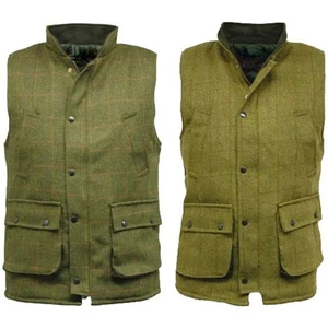 Game Men Multi Pocket Tweed Gilet Adults Two Way Zip Bodywarmer Waistcoat Jacket - Picture 1 of 9