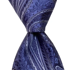 COUNTESS MARA Men's 100% Silk Necktie 58 1/4" x 3 3/4" Designer PAISLEY Blue EUC - Picture 1 of 3