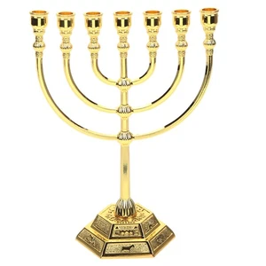Candelabro de siete agujeros decoración menorá judío para mesa de comedor templo - Imagen 1 de 12