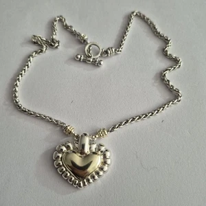 Collana Gabriele 14k 925 16" ciondolo cuore - Foto 1 di 9