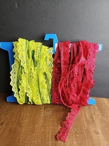 Lot of Colored Lace Red And Green Polyester 780 Inches Combined 3/4 Inch - Picture 1 of 10
