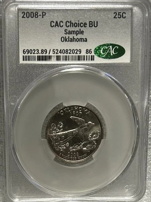 2008-P CAC Choice BU Sample Oklahoma State Quarter 25C BOX32-34 - Image 1 of 2